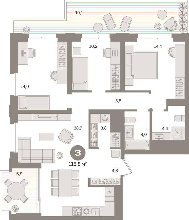 3-BD Apartment Sale, 115.8 sq. m. at Kvartal «MONS», Ogorodny Drive, Moscow, Russia #1 3-BD Apartment Sale, 115.8 sq. m. at Kvartal «MONS», Ogorodny Drive, Moscow, Russia #1