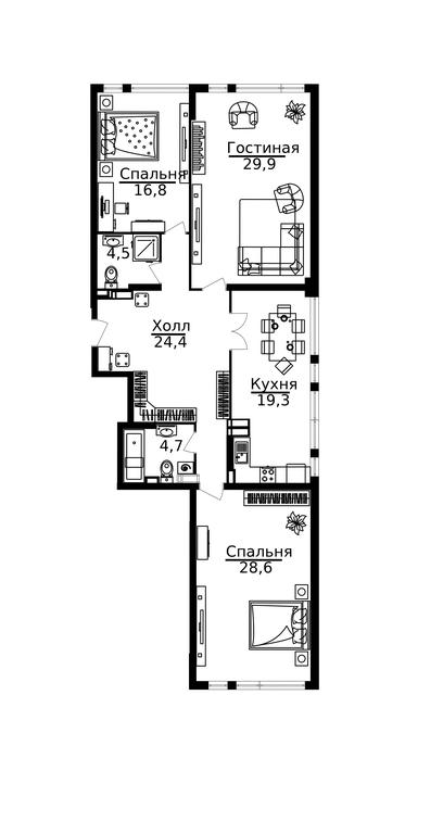 3-BD Apartment Sale, 127.3平方米 at ONYX Deluxe, Khersonskaya Street, 43к5, Moscow, Russia #1