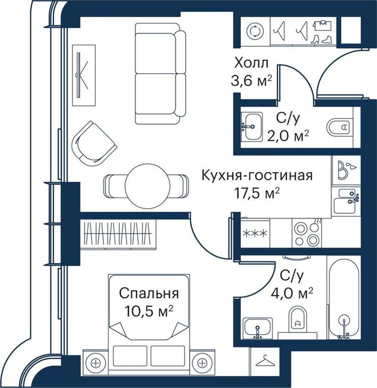 1-BD Apartment Sale, 37.2平方米 at City Bay, Volokolamskoye Highway, 95с3, Moscow, Russia #1 1-BD Apartment Sale, 37.2平方米 at City Bay, Volokolamskoye Highway, 95с3, Moscow, Russia #1