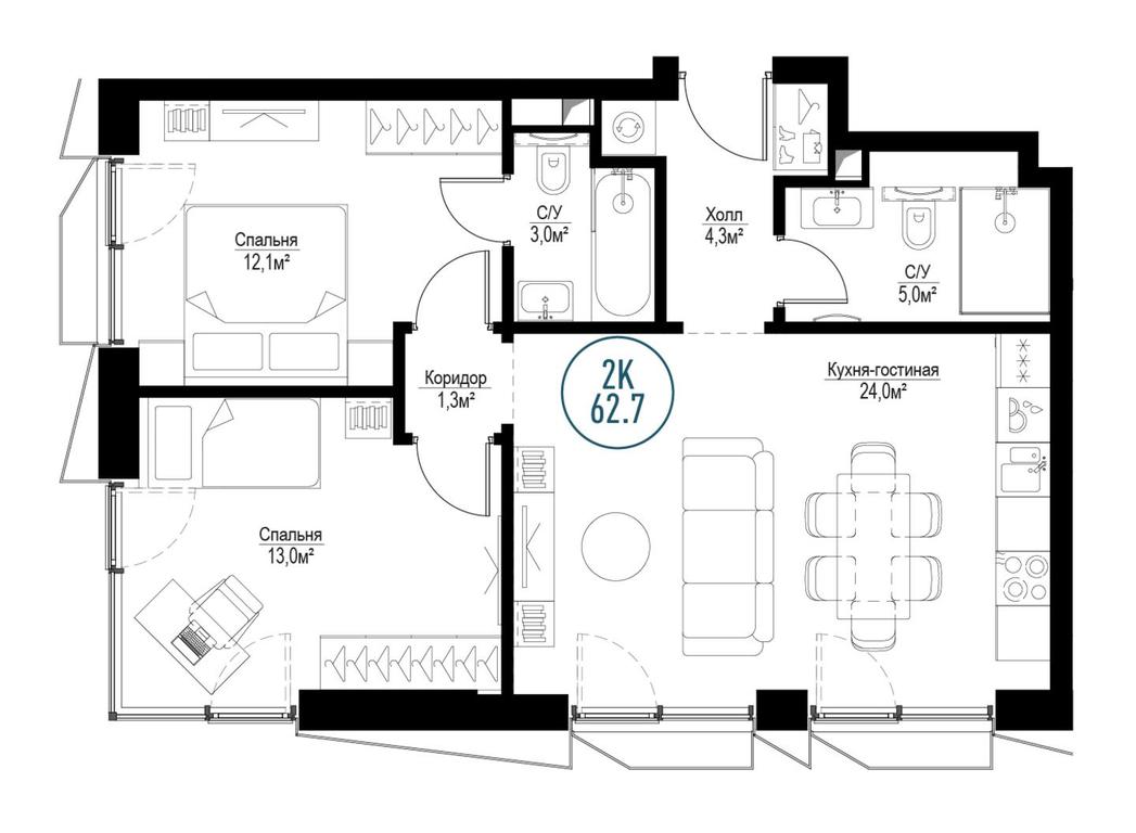 2-BD Apartment Sale, 61.8 sq. m. at Metropoliya, Volgogradsky Avenue, 32/3к1, Moscow, Russia #1 2-BD Apartment Sale, 61.8 sq. m. at Metropoliya, Volgogradsky Avenue, 32/3к1, Moscow, Russia #1