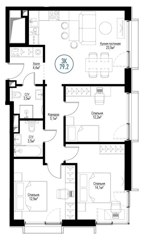 3-BD Apartment Sale, 78.2 sq. m. at Metropoliya, Volgogradsky Avenue, 32/3к1, Moscow, Russia #1 3-BD Apartment Sale, 78.2 sq. m. at Metropoliya, Volgogradsky Avenue, 32/3к1, Moscow, Russia #1