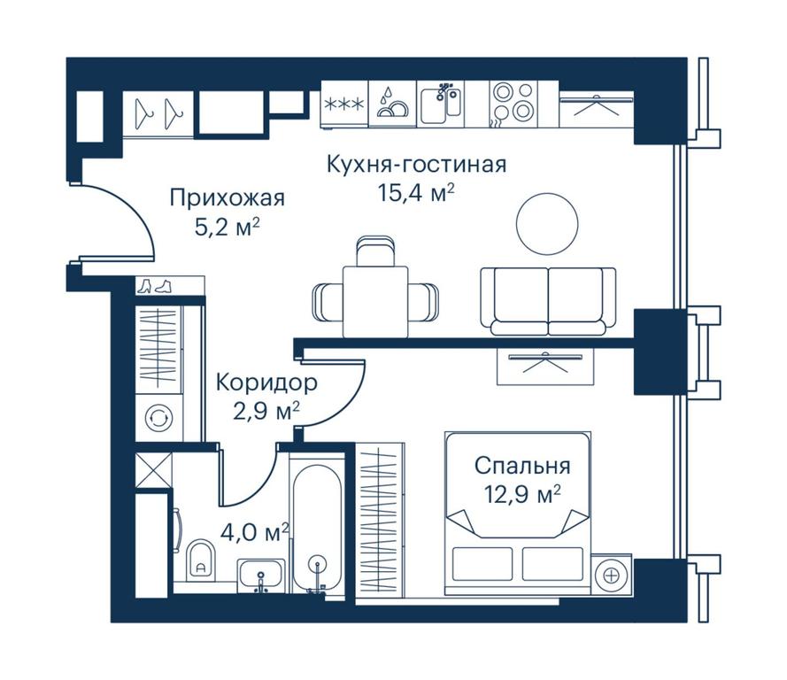 Продажа 1-комн. квартиры, 40,38 м² в ЖК «Сити Бэй (City Bay)», Волоколамское шоссе, 95с3, Москва, Россия #1