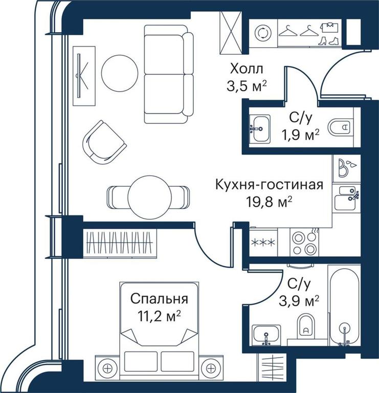 1-BD Apartment Sale, 39.68 sq. m. at City Bay, Volokolamskoye Highway, 95с3, Moscow, Russia #1 1-BD Apartment Sale, 39.68 sq. m. at City Bay, Volokolamskoye Highway, 95с3, Moscow, Russia #1