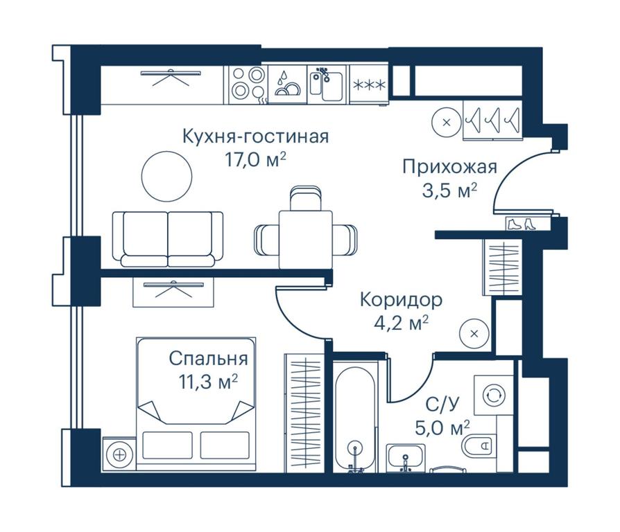 Продажа 1-комн. квартиры, 40,88 м² в ЖК «Сити Бэй (City Bay)», Волоколамское шоссе, 95с3, Москва, Россия #1