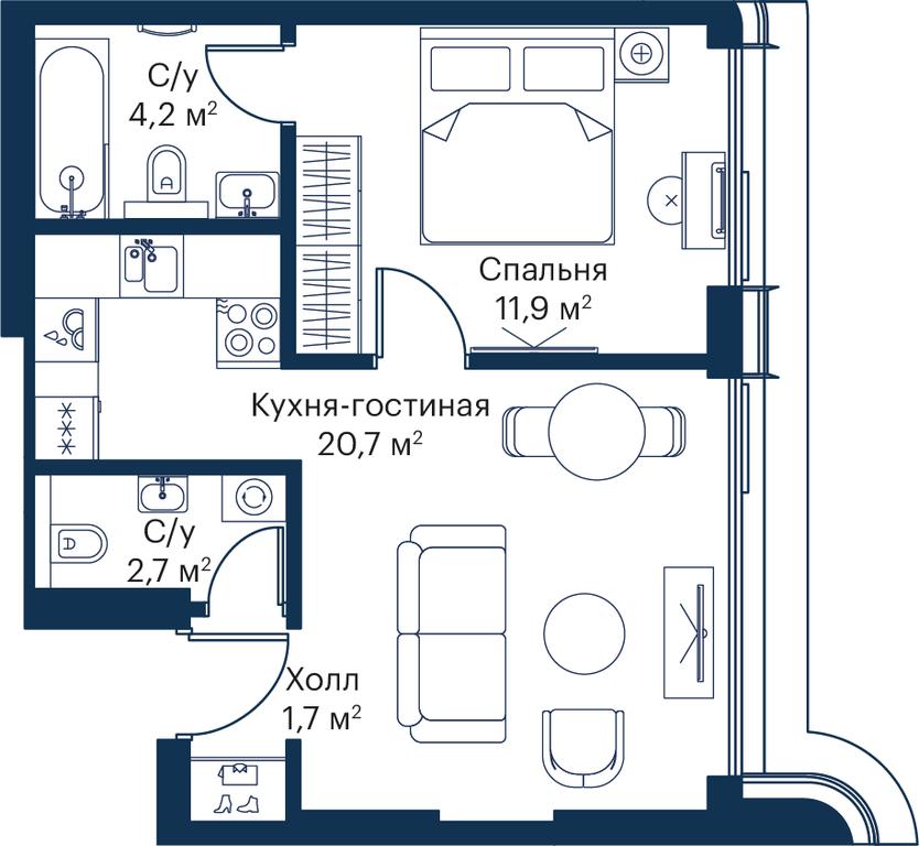 1-BD Apartment Sale, 41.15平方米 at City Bay, Volokolamskoye Highway, 95с3, Moscow, Russia #2 1-BD Apartment Sale, 41.15平方米 at City Bay, Volokolamskoye Highway, 95с3, Moscow, Russia #2