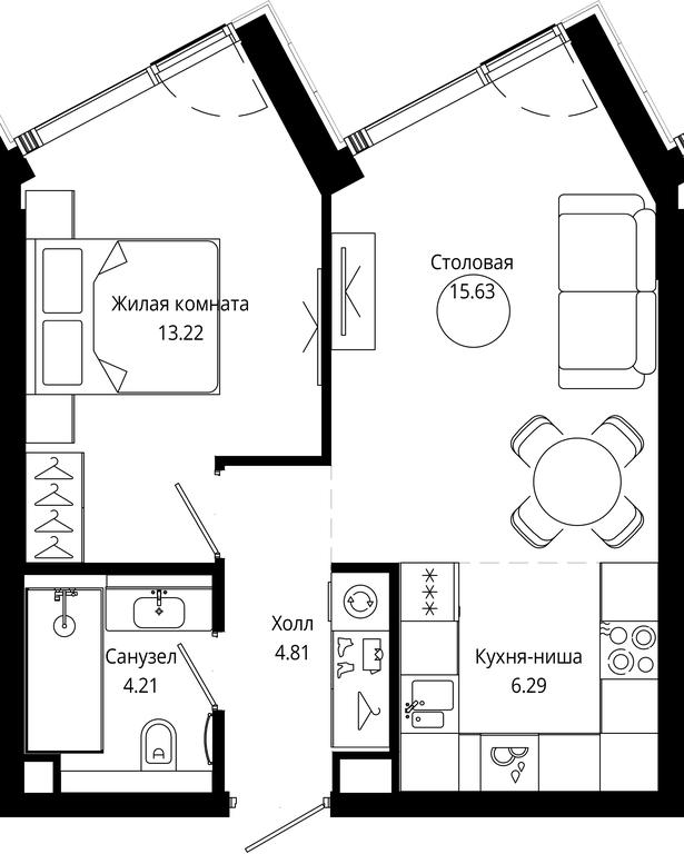 1-BD Apartment Sale, 44.1平方米 at Mod, 4th Maryinoy Roschi Street, 12с9, Moscow, Russia #2 1-BD Apartment Sale, 44.1平方米 at Mod, 4th Maryinoy Roschi Street, 12с9, Moscow, Russia #2