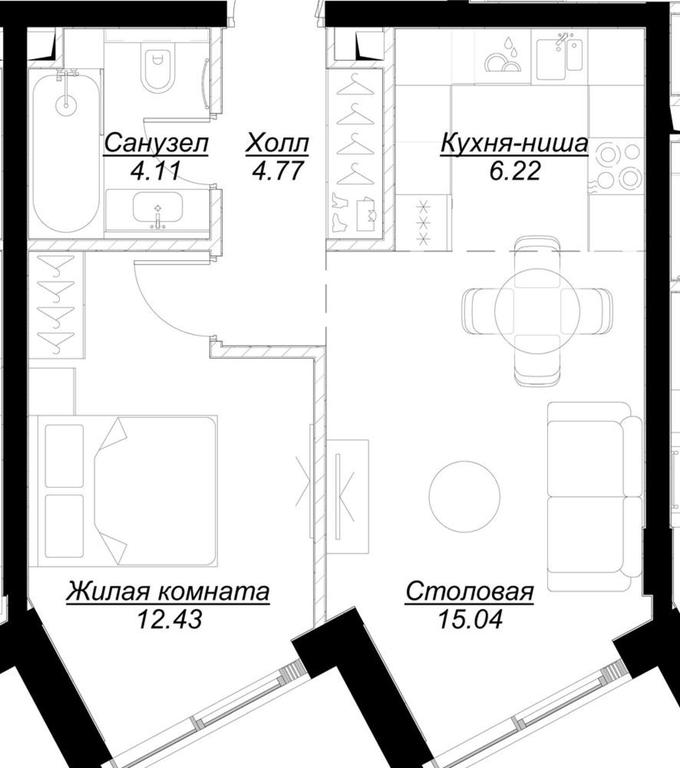 1-BD Apartment Sale, 44.09平方米 at Mod, 4th Maryinoy Roschi Street, 12с9, Moscow, Russia #1 1-BD Apartment Sale, 44.09平方米 at Mod, 4th Maryinoy Roschi Street, 12с9, Moscow, Russia #1