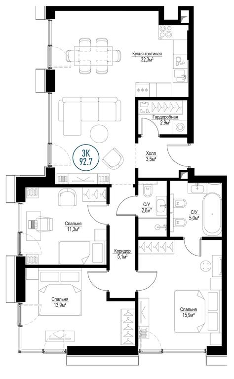 3-BD Apartment Sale, 91.4 sq. m. at Metropoliya, Volgogradsky Avenue, 32/3к1, Moscow, Russia #1 3-BD Apartment Sale, 91.4 sq. m. at Metropoliya, Volgogradsky Avenue, 32/3к1, Moscow, Russia #1