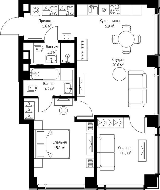 Продажа 2-комн. квартиры, 66,2 м² в ЖК «Симфони 34 (Symphony 34)», 2-я Хуторская улица, 38А, Москва, Россия #2 Продажа 2-комн. квартиры, 66,2 м² в ЖК «Симфони 34 (Symphony 34)», 2-я Хуторская улица, 38А, Москва, Россия #2