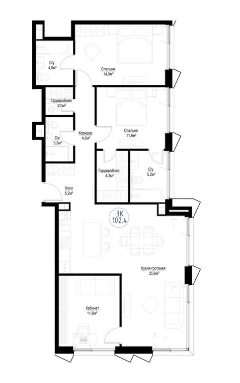 4-BD Apartment Sale, 100.3 sq. m. at Metropoliya, Volgogradsky Avenue, 32/3к1, Moscow, Russia #1 4-BD Apartment Sale, 100.3 sq. m. at Metropoliya, Volgogradsky Avenue, 32/3к1, Moscow, Russia #1