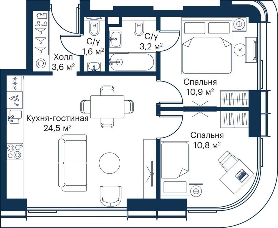 Продажа 2-комн. квартиры, 54,6 м² в ЖК «Сити Бэй (City Bay)», Волоколамское шоссе, 95с3, Москва, Россия #1