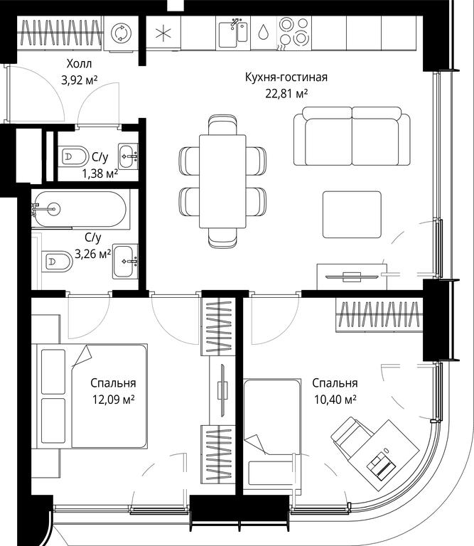 Продажа 2-комн. квартиры, 53,86 м² в ЖК «Сити Бэй (City Bay)», Волоколамское шоссе, 95с3, Москва, Россия #2