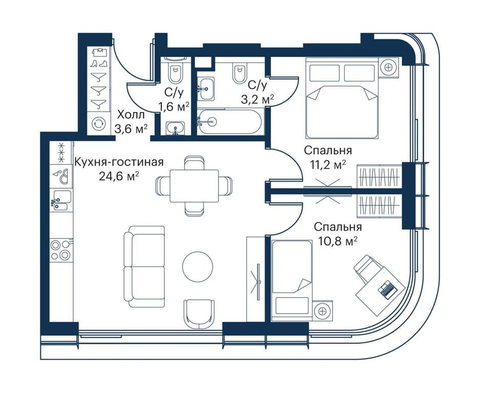Продажа 2-комн. квартиры, 53,8 м² в ЖК «Сити Бэй (City Bay)», Волоколамское шоссе, 95с3, Москва, Россия #1 Продажа 2-комн. квартиры, 53,8 м² в ЖК «Сити Бэй (City Bay)», Волоколамское шоссе, 95с3, Москва, Россия #1