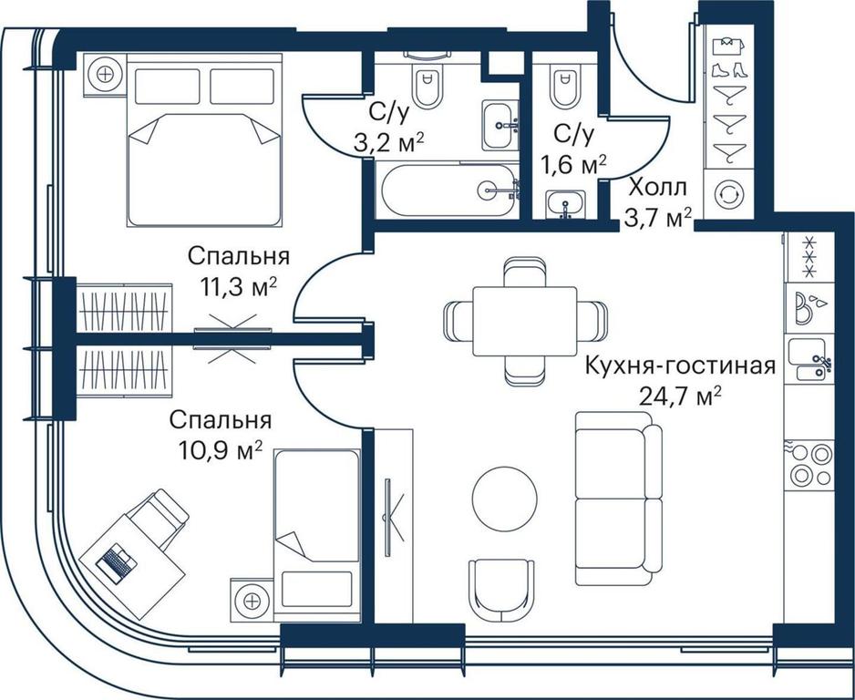Продажа 2-комн. квартиры, 54,15 м² в ЖК «Сити Бэй (City Bay)», Волоколамское шоссе, 95с3, Москва, Россия #1