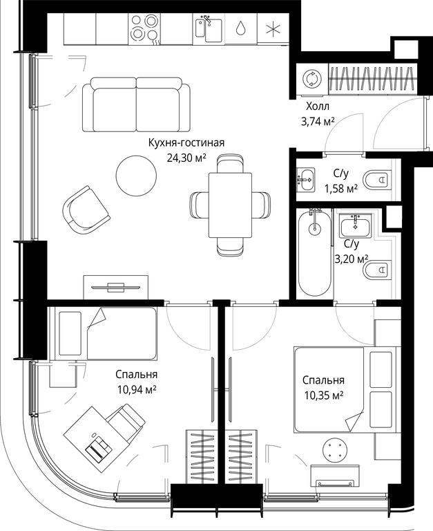 Продажа 2-комн. квартиры, 54,11 м² в ЖК «Сити Бэй (City Bay)», Волоколамское шоссе, 95с3, Москва, Россия #2 Продажа 2-комн. квартиры, 54,11 м² в ЖК «Сити Бэй (City Bay)», Волоколамское шоссе, 95с3, Москва, Россия #2