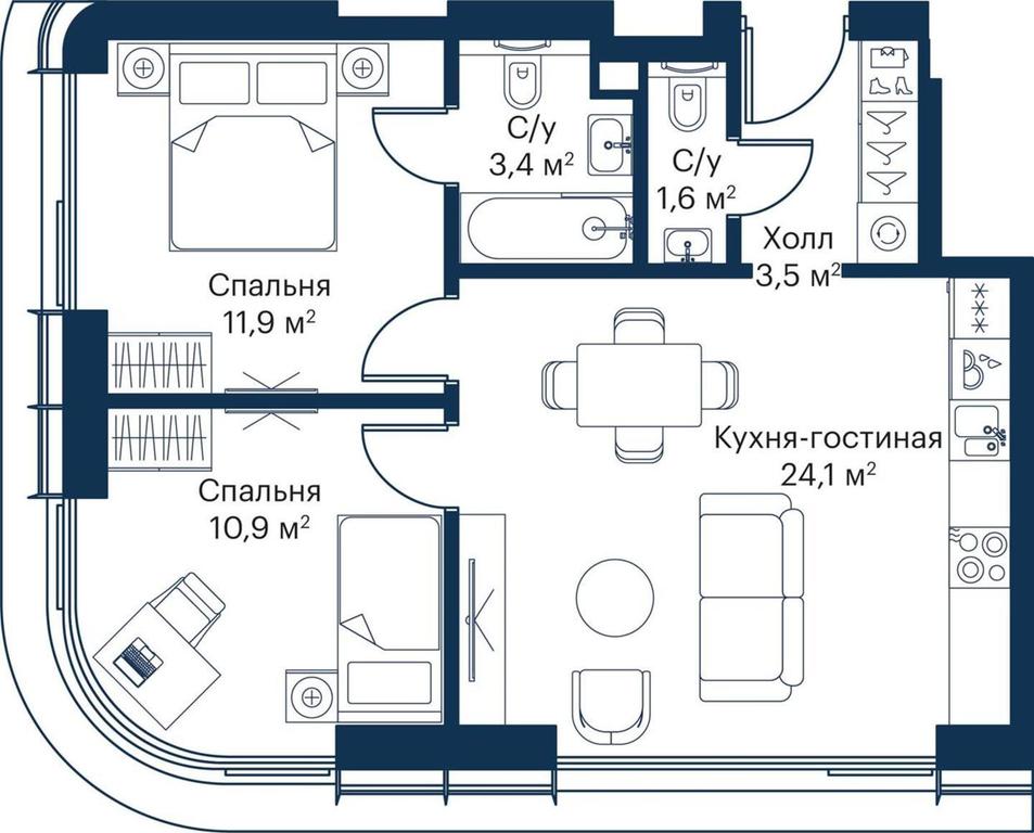2-BD Apartment Sale, 54.29 sq. m. at City Bay, Volokolamskoye Highway, 95с3, Moscow, Russia #1 2-BD Apartment Sale, 54.29 sq. m. at City Bay, Volokolamskoye Highway, 95с3, Moscow, Russia #1
