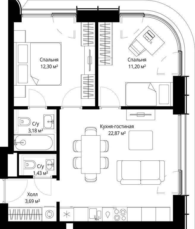 Продажа 2-комн. квартиры, 54,67 м² в ЖК «Сити Бэй (City Bay)», Волоколамское шоссе, 95с3, Москва, Россия #2 Продажа 2-комн. квартиры, 54,67 м² в ЖК «Сити Бэй (City Bay)», Волоколамское шоссе, 95с3, Москва, Россия #2