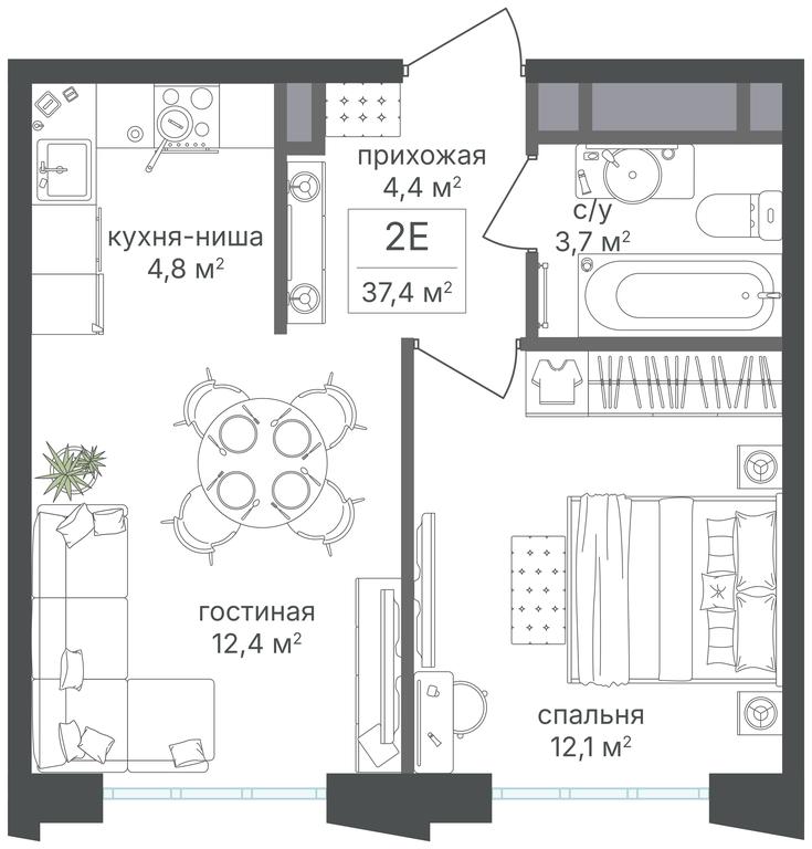 1-BD Apartment Sale, 37.4 sq. m. at Mikhalkovskiy, Mikhalkovskaya Street, 48, Moscow, Russia #1 1-BD Apartment Sale, 37.4 sq. m. at Mikhalkovskiy, Mikhalkovskaya Street, 48, Moscow, Russia #1