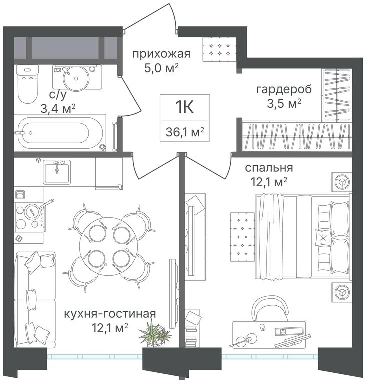 1-BD Apartment Sale, 36.1 sq. m. at Mikhalkovskiy, Mikhalkovskaya Street, 48, Moscow, Russia #1 1-BD Apartment Sale, 36.1 sq. m. at Mikhalkovskiy, Mikhalkovskaya Street, 48, Moscow, Russia #1