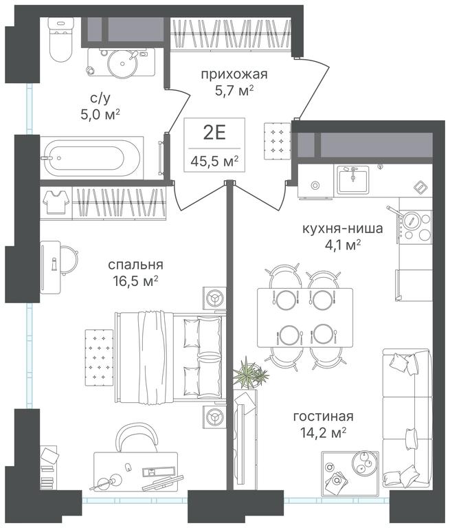 1-BD Apartment Sale, 45.5 sq. m. at Mikhalkovskiy, Mikhalkovskaya Street, 48, Moscow, Russia #1 1-BD Apartment Sale, 45.5 sq. m. at Mikhalkovskiy, Mikhalkovskaya Street, 48, Moscow, Russia #1