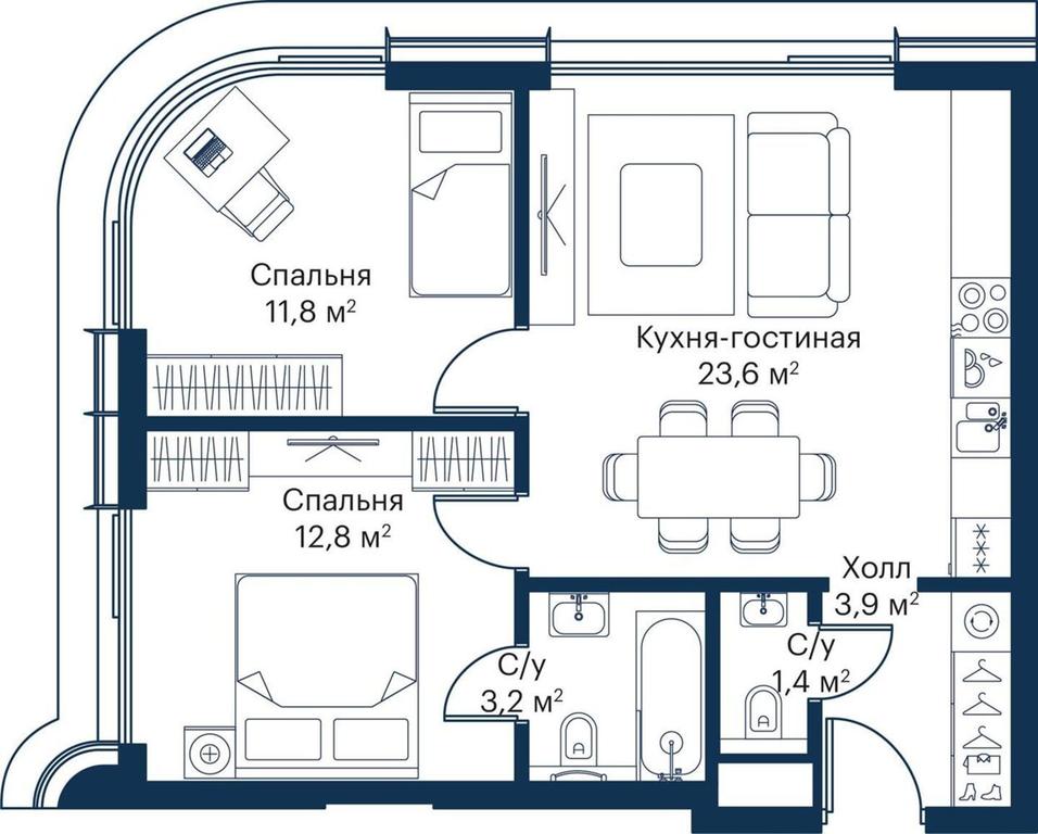 2-BD Apartment Sale, 55.61 sq. m. at City Bay, Volokolamskoye Highway, 95с3, Moscow, Russia #1 2-BD Apartment Sale, 55.61 sq. m. at City Bay, Volokolamskoye Highway, 95с3, Moscow, Russia #1