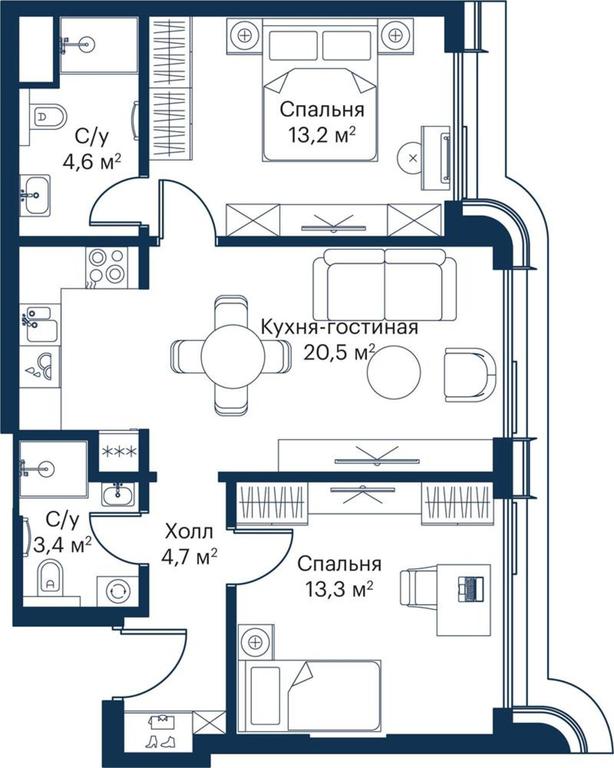 2-BD Apartment Sale, 58.94 sq. m. at City Bay, Volokolamskoye Highway, 95с3, Moscow, Russia #1 2-BD Apartment Sale, 58.94 sq. m. at City Bay, Volokolamskoye Highway, 95с3, Moscow, Russia #1
