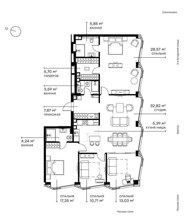 4-BD Apartment Sale, 135.5 sq. m. at Symphony 34, 2nd Khutorskaya Street, 38А, Moscow, Russia #1 4-BD Apartment Sale, 135.5 sq. m. at Symphony 34, 2nd Khutorskaya Street, 38А, Moscow, Russia #1