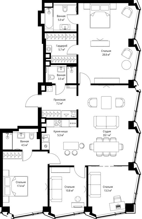 4-BD Apartment Sale, 135.5 sq. m. at Symphony 34, 2nd Khutorskaya Street, 38А, Moscow, Russia #2 4-BD Apartment Sale, 135.5 sq. m. at Symphony 34, 2nd Khutorskaya Street, 38А, Moscow, Russia #2