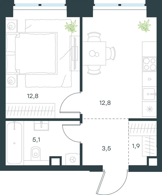 Apartment Sale, 36.1平方米 at Level Zvenigorodskaya, 3rd Silikatny Drive, 6к1, Moscow, Russia #1