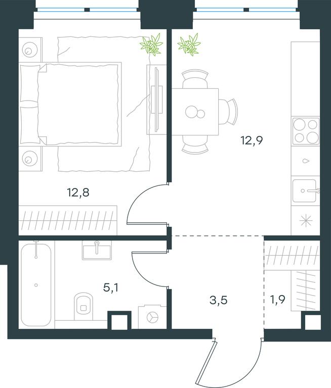 Apartment Sale, 36.2平方米 at Level Zvenigorodskaya, 3rd Silikatny Drive, 6к1, Moscow, Russia #1