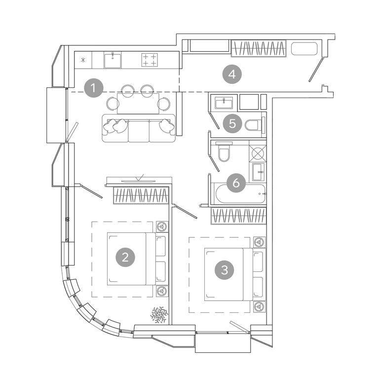 2-BD Apartment Sale, 61.5平方米 at UNO.Sokolinaya Gora, 8th Sokolinoy Gory Street, 26, Moscow, Russia #2
