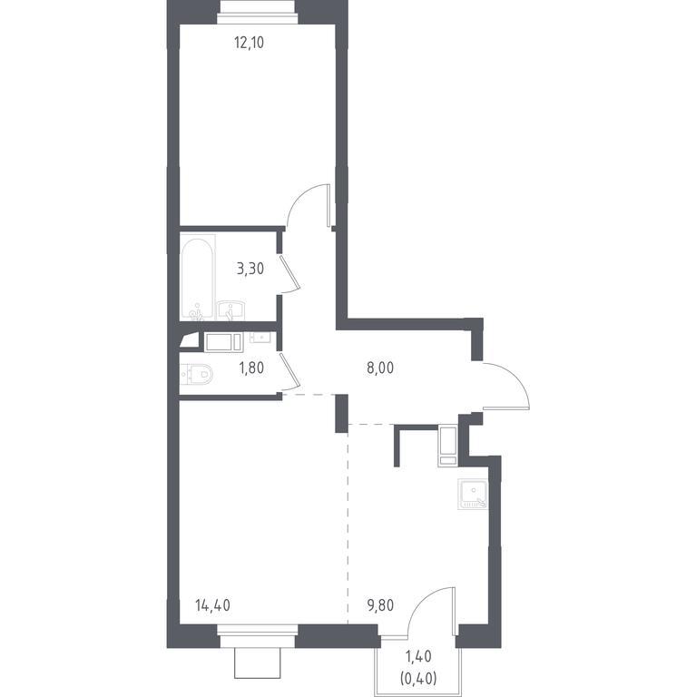 Apartment Sale, 50.9 sq. m. at Liubertsy, ulitsa Kamova, 5к1, Lyubertsy, Moscow Region, Russia #1
