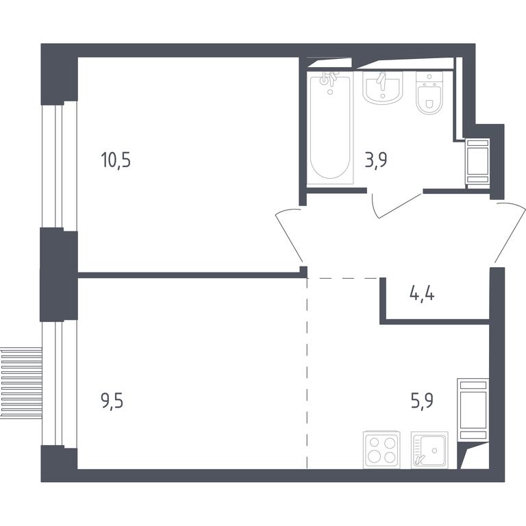 Apartment Sale, 33.7 sq. m. at Mytishchi Park, Silikatnaya ulitsa, 41к3, Mytischi, Moscow Region, Russia #1