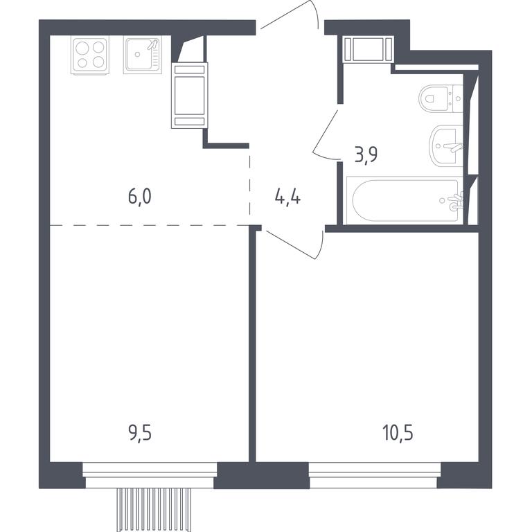 Apartment Sale, 33.8 sq. m. at Mytishchi Park, Silikatnaya ulitsa, 41к3, Mytischi, Moscow Region, Russia #1