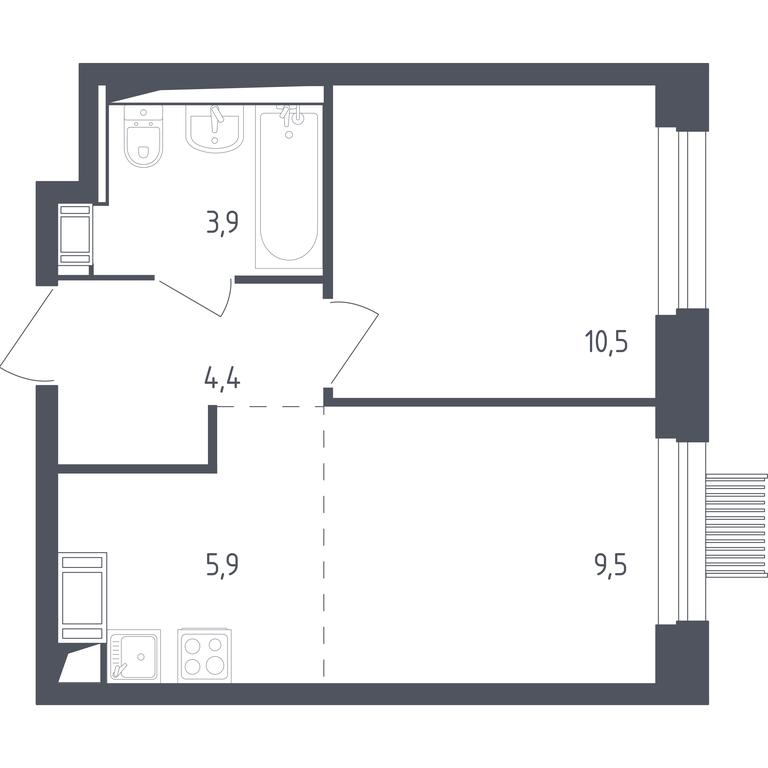 Apartment Sale, 33.5 sq. m. at Mytishchi Park, Silikatnaya ulitsa, 41к3, Mytischi, Moscow Region, Russia #1