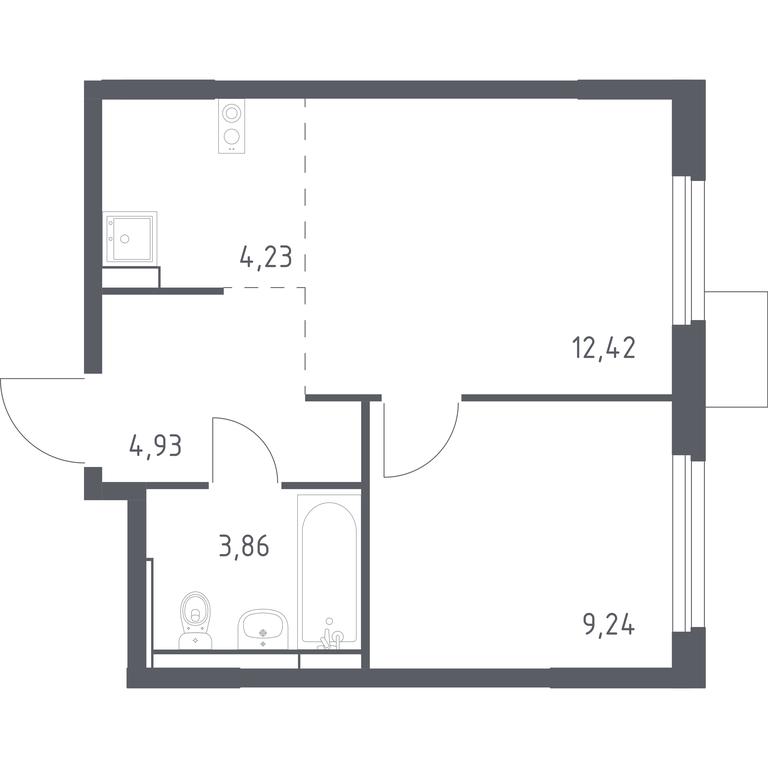 Apartment Sale, 34.68平方米 at Mytishchi Park, Silikatnaya ulitsa, 41к3, Mytischi, Moscow Region, Russia #1