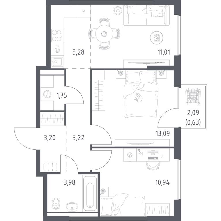 Продажа 1-комн. квартиры, 55,1 м² в ЖК «Горки Парк», Школьная улица, 2, деревня Коробово, Ленинский городской округ, Московская область, Россия #2 Продажа 1-комн. квартиры, 55,1 м² в ЖК «Горки Парк», Школьная улица, 2, деревня Коробово, Ленинский городской округ, Московская область, Россия #2
