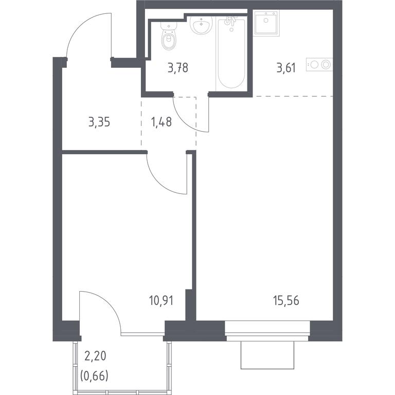 Apartment Sale, 39.35平方米 at Bogdanovskiy Les, derevnya Bogdanikha, Leninskiy City District, Moscow Region, Russia #1 Apartment Sale, 39.35平方米 at Bogdanovskiy Les, derevnya Bogdanikha, Leninskiy City District, Moscow Region, Russia #1
