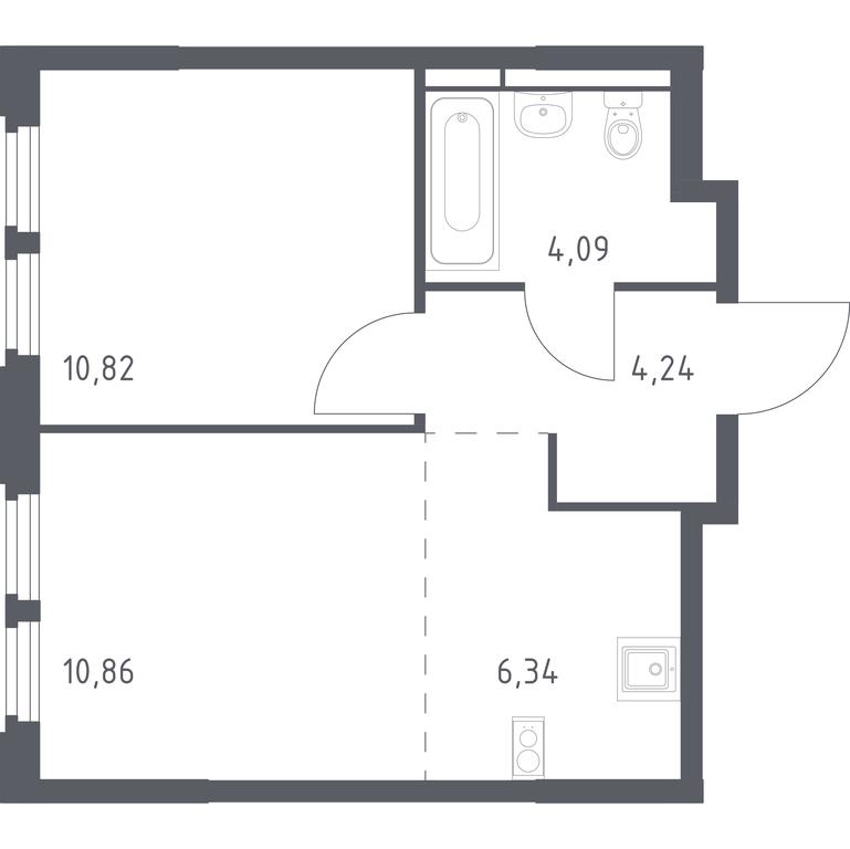 Apartment Sale, 36.35 sq. m. at Kosmicheskiy kvartal, M.K. Tikhonravova Street, Yubileyniy Microdistrict, Korolyov, Moscow Region, Russia #1