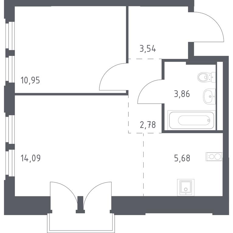 Apartment Sale, 40.9 sq. m. at Kosmicheskiy kvartal, M.K. Tikhonravova Street, Yubileyniy Microdistrict, Korolyov, Moscow Region, Russia #1