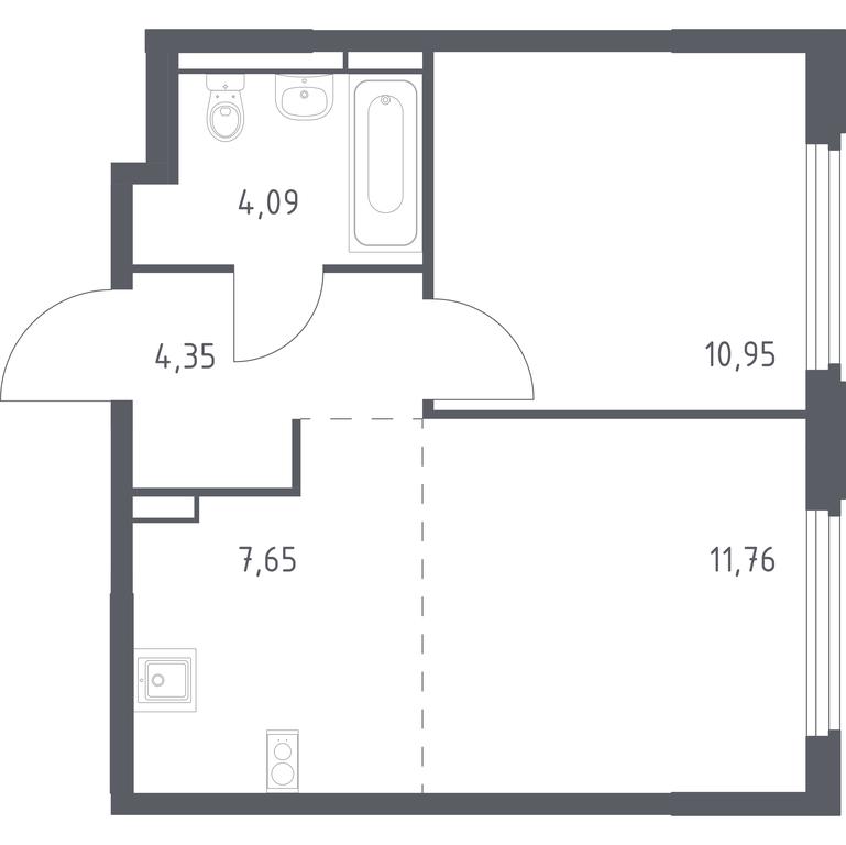 Apartment Sale, 38.8 sq. m. at Kosmicheskiy kvartal, M.K. Tikhonravova Street, Yubileyniy Microdistrict, Korolyov, Moscow Region, Russia #1