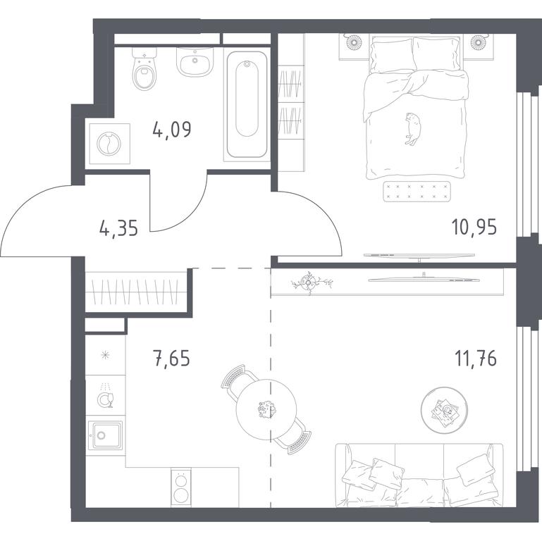 Apartment Sale, 38.8 sq. m. at Kosmicheskiy kvartal, M.K. Tikhonravova Street, Yubileyniy Microdistrict, Korolyov, Moscow Region, Russia #2