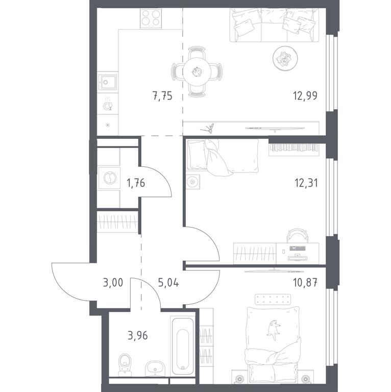 1-BD Apartment Sale, 57.68 sq. m. at Kosmicheskiy kvartal, M.K. Tikhonravova Street, Yubileyniy Microdistrict, Korolyov, Moscow Region, Russia #2 1-BD Apartment Sale, 57.68 sq. m. at Kosmicheskiy kvartal, M.K. Tikhonravova Street, Yubileyniy Microdistrict, Korolyov, Moscow Region, Russia #2