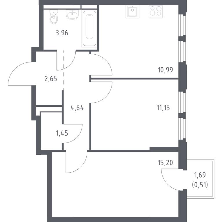 1-BD Apartment Sale, 50.55 sq. m. at Kosmicheskiy kvartal, M.K. Tikhonravova Street, Yubileyniy Microdistrict, Korolyov, Moscow Region, Russia #1