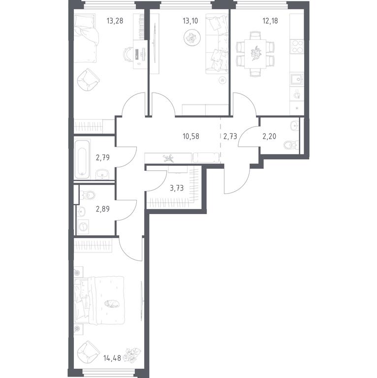 2-BD Apartment Sale, 77.96 sq. m. at Kosmicheskiy kvartal, M.K. Tikhonravova Street, Yubileyniy Microdistrict, Korolyov, Moscow Region, Russia #2 2-BD Apartment Sale, 77.96 sq. m. at Kosmicheskiy kvartal, M.K. Tikhonravova Street, Yubileyniy Microdistrict, Korolyov, Moscow Region, Russia #2
