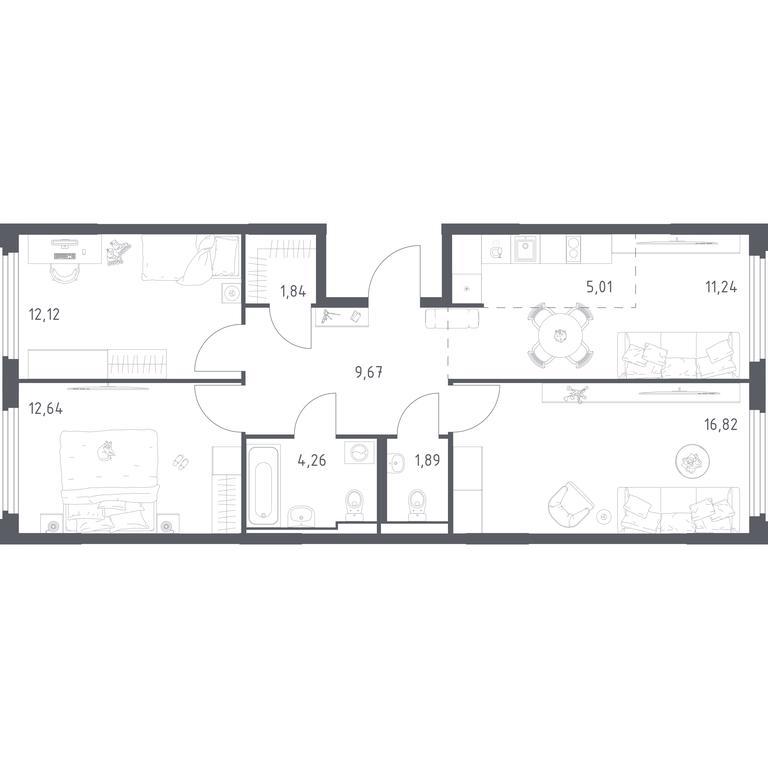 2-BD Apartment Sale, 75.49 sq. m. at Kosmicheskiy kvartal, M.K. Tikhonravova Street, Yubileyniy Microdistrict, Korolyov, Moscow Region, Russia #2 2-BD Apartment Sale, 75.49 sq. m. at Kosmicheskiy kvartal, M.K. Tikhonravova Street, Yubileyniy Microdistrict, Korolyov, Moscow Region, Russia #2