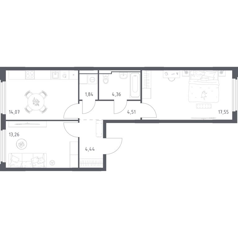 1-BD Apartment Sale, 60.03平方米 at Kosmicheskiy kvartal, M.K. Tikhonravova Street, Yubileyniy Microdistrict, Korolyov, Moscow Region, Russia #2 1-BD Apartment Sale, 60.03平方米 at Kosmicheskiy kvartal, M.K. Tikhonravova Street, Yubileyniy Microdistrict, Korolyov, Moscow Region, Russia #2