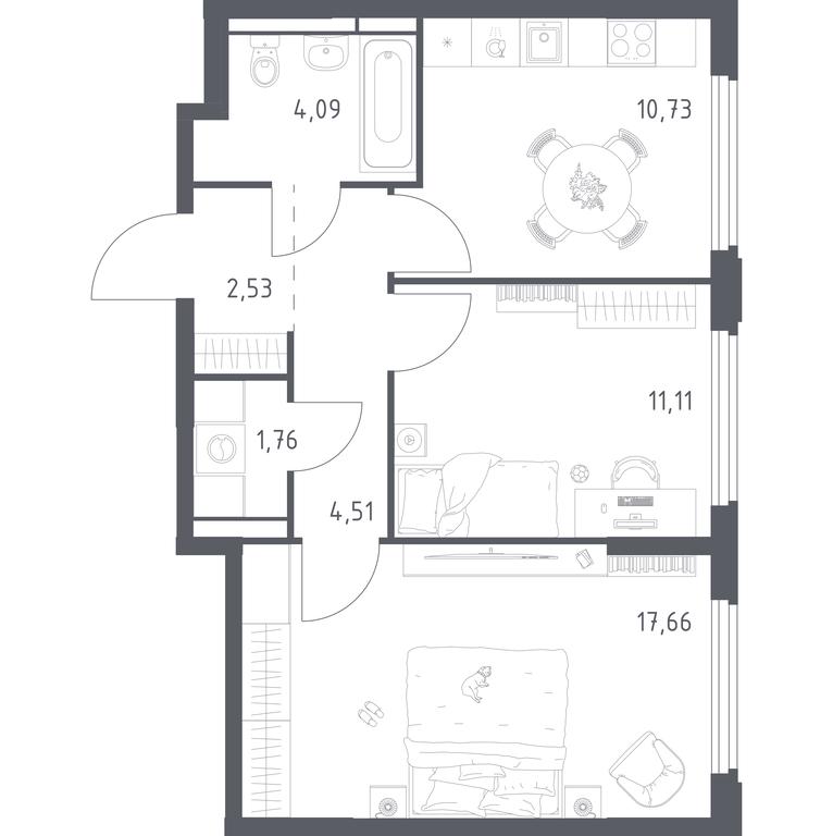 1-BD Apartment Sale, 52.39 sq. m. at Kosmicheskiy kvartal, M.K. Tikhonravova Street, Yubileyniy Microdistrict, Korolyov, Moscow Region, Russia #2 1-BD Apartment Sale, 52.39 sq. m. at Kosmicheskiy kvartal, M.K. Tikhonravova Street, Yubileyniy Microdistrict, Korolyov, Moscow Region, Russia #2