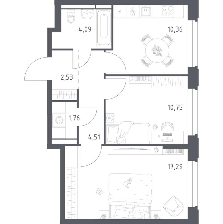 1-BD Apartment Sale, 51.29 sq. m. at Kosmicheskiy kvartal, M.K. Tikhonravova Street, Yubileyniy Microdistrict, Korolyov, Moscow Region, Russia #2 1-BD Apartment Sale, 51.29 sq. m. at Kosmicheskiy kvartal, M.K. Tikhonravova Street, Yubileyniy Microdistrict, Korolyov, Moscow Region, Russia #2