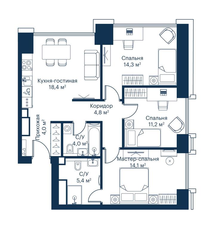 3-BD Apartment Sale, 76.1 sq. m. at City Bay, Volokolamskoye Highway, 95с3, Moscow, Russia #1 3-BD Apartment Sale, 76.1 sq. m. at City Bay, Volokolamskoye Highway, 95с3, Moscow, Russia #1